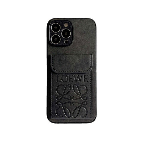 Capa luxuosa para iPhone com porta-cartões marrom-LZP241448