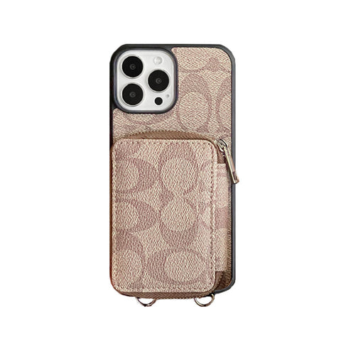 Coque iPhone classique avec portefeuille Café-LQB241412