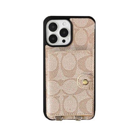 Custodia classica per iPhone con portafoglio e cinturino Marrone -SZK240402