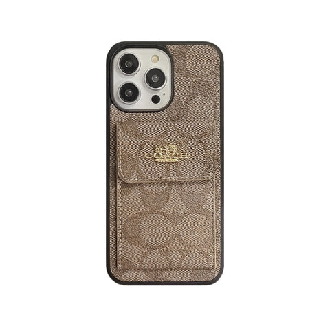 Klassische iPhone-Hülle mit Kartenhalter-Geldbörse Kaffeebraun -SZK240425