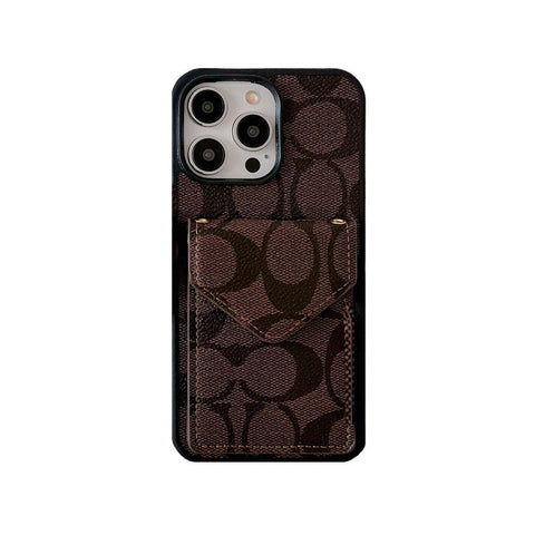 Klasisks iPhone korpuss ar kartes turētāju un siksniņu gaiši brūns -SJ240513