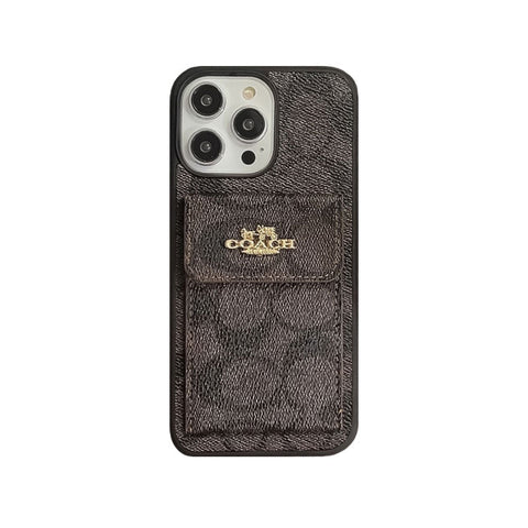Klassiek iPhone-hoesje met kaarthouder portemonnee lichtbruin -SZK240425