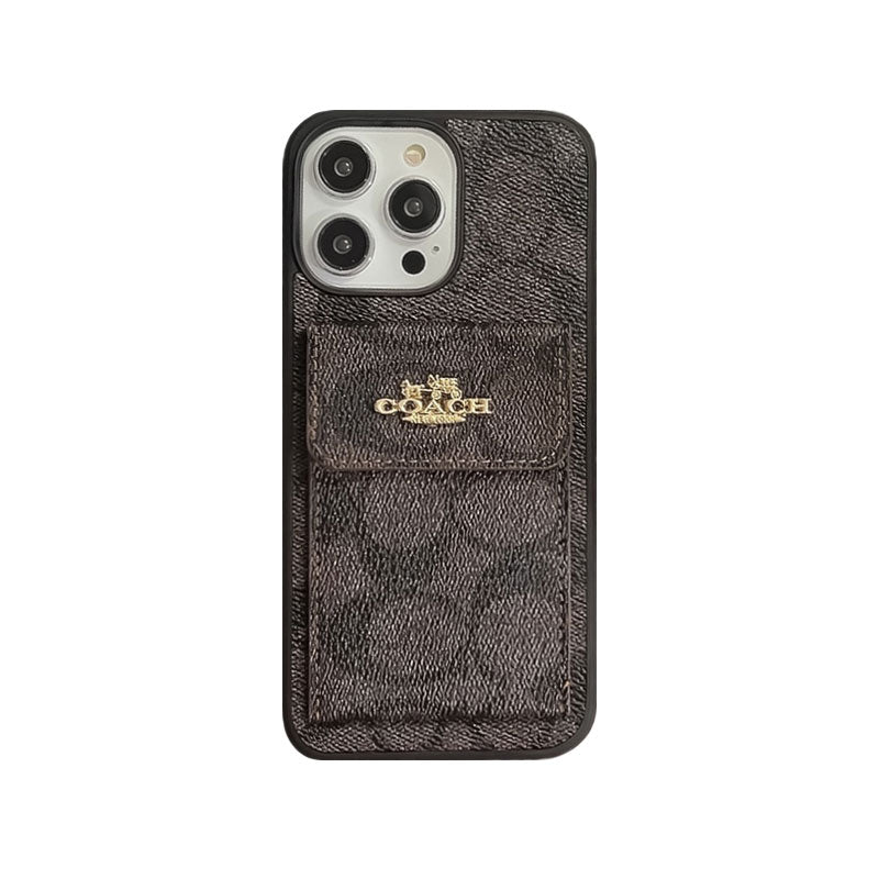 Klassische iPhone-Hülle mit Kartenhalter-Geldbörse Kaffeebraun -SZK240425