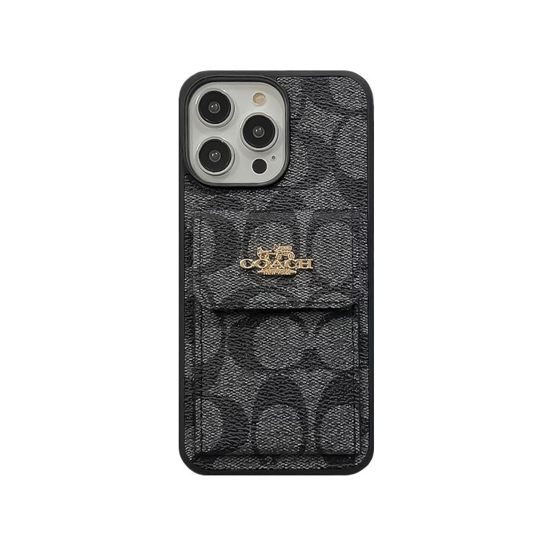 Klassiek iPhone-hoesje met kaarthouder portemonnee lichtbruin -SZK240425