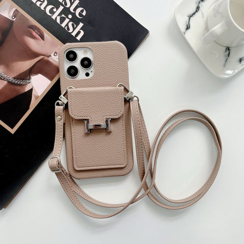 H kartes turētāja ādas ķēdes iPhone futrālis