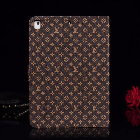 Elegante Monogramm-Leinen-Klapphülle für Apple iPad, schützende Ledertasche