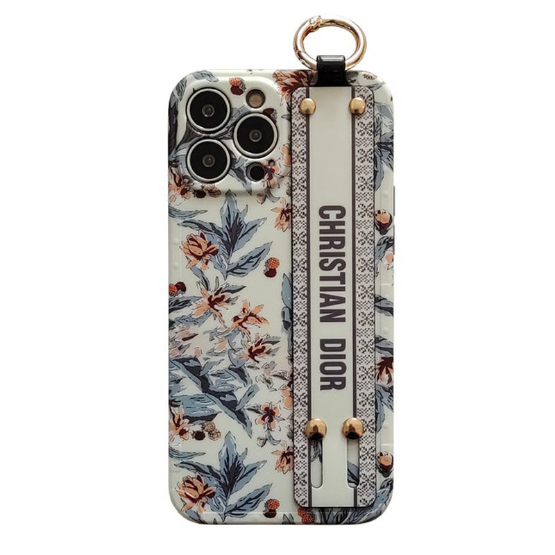 Modische iPhone-Hülle mit Armband in Lila und Weiß