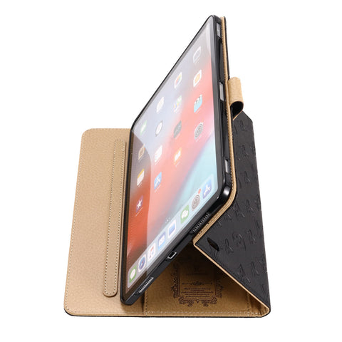Fondina con monogramma in tela goffrata 3D Cover flip per iPad Apple con funzione di supporto