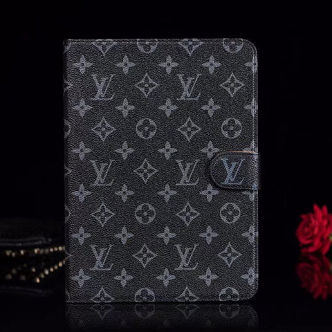 Elegante Monogramm-Leinen-Klapphülle für Apple iPad, schützende Ledertasche