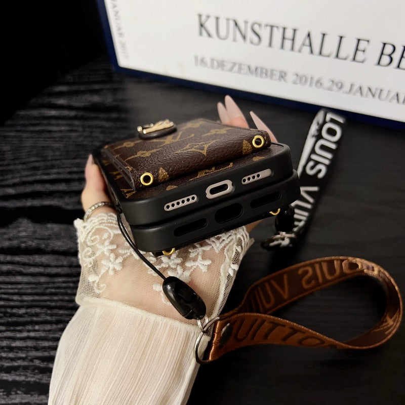 Luxuriöse iPhone-Hülle zum Umhängen in klassischer Farbe