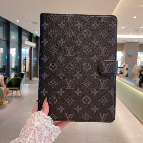 Elegante Monogramm-Leinen-Klapphülle für Apple iPad, schützende Ledertasche