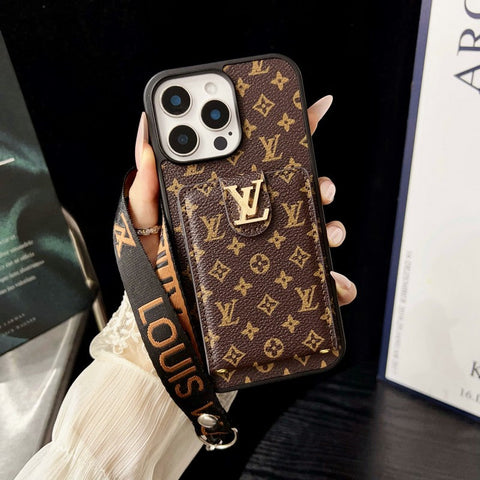 Luxuriöse iPhone-Hülle zum Umhängen in klassischer Farbe