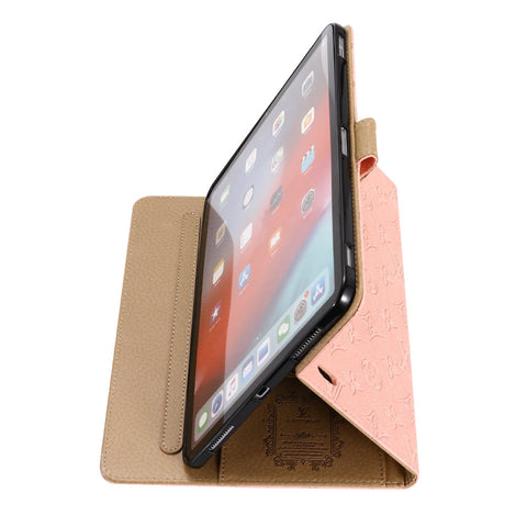 Fondina con monogramma in tela goffrata 3D Cover flip per iPad Apple con funzione di supporto