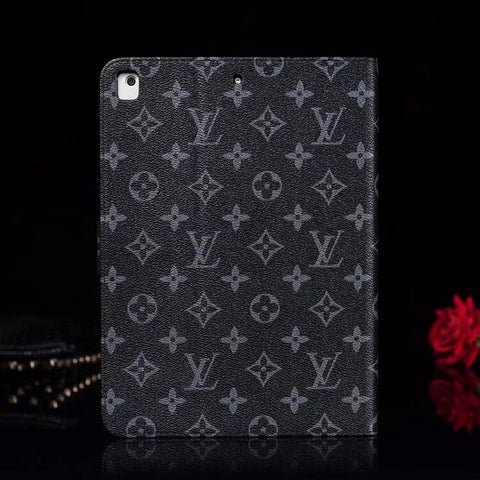 Elegante Monogramm-Leinen-Klapphülle für Apple iPad, schützende Ledertasche