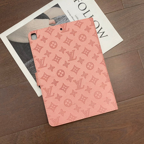 Fondina con monogramma in tela goffrata 3D Cover flip per iPad Apple con funzione di supporto