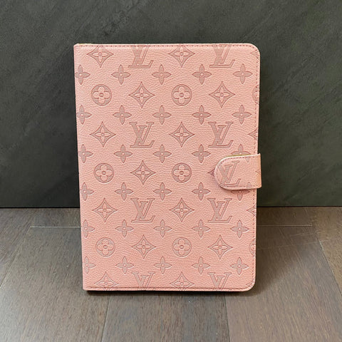 Fondina con monogramma in tela goffrata 3D Cover flip per iPad Apple con funzione di supporto