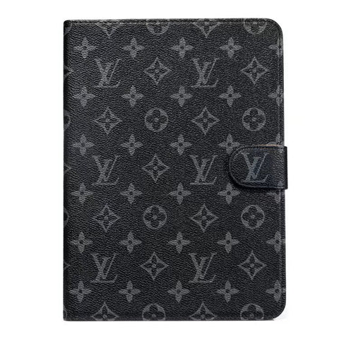 Elegante Monogramm-Leinen-Klapphülle für Apple iPad, schützende Ledertasche