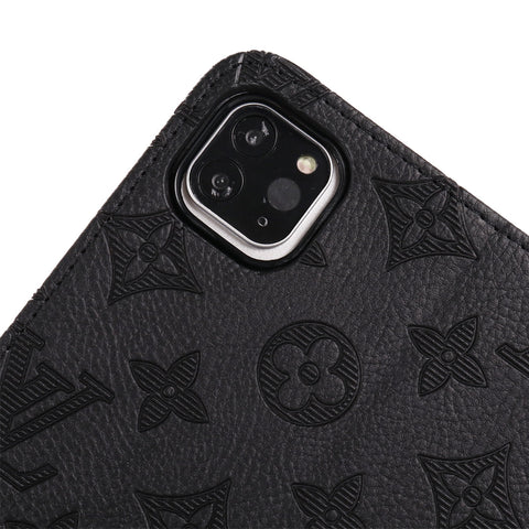 Fondina con monogramma in tela goffrata 3D Cover flip per iPad Apple con funzione di supporto