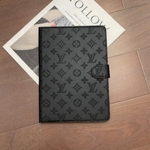 Fondina con monogramma in tela goffrata 3D Cover flip per iPad Apple con funzione di supporto