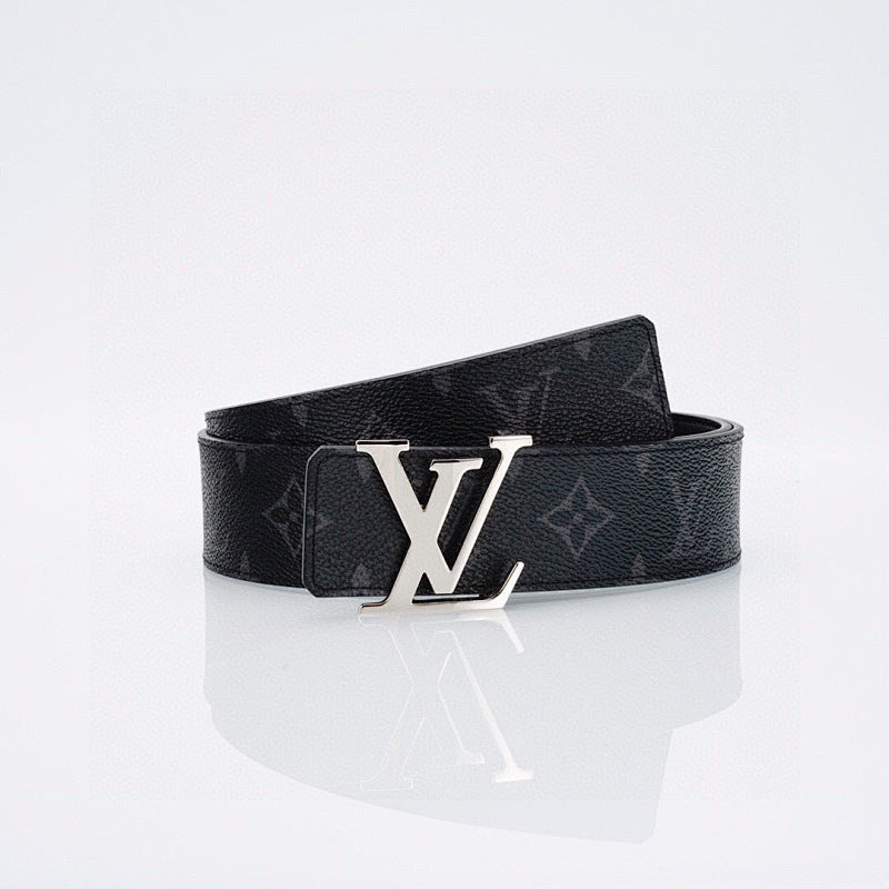 Luxus fekete monogram öv ezüst csattal