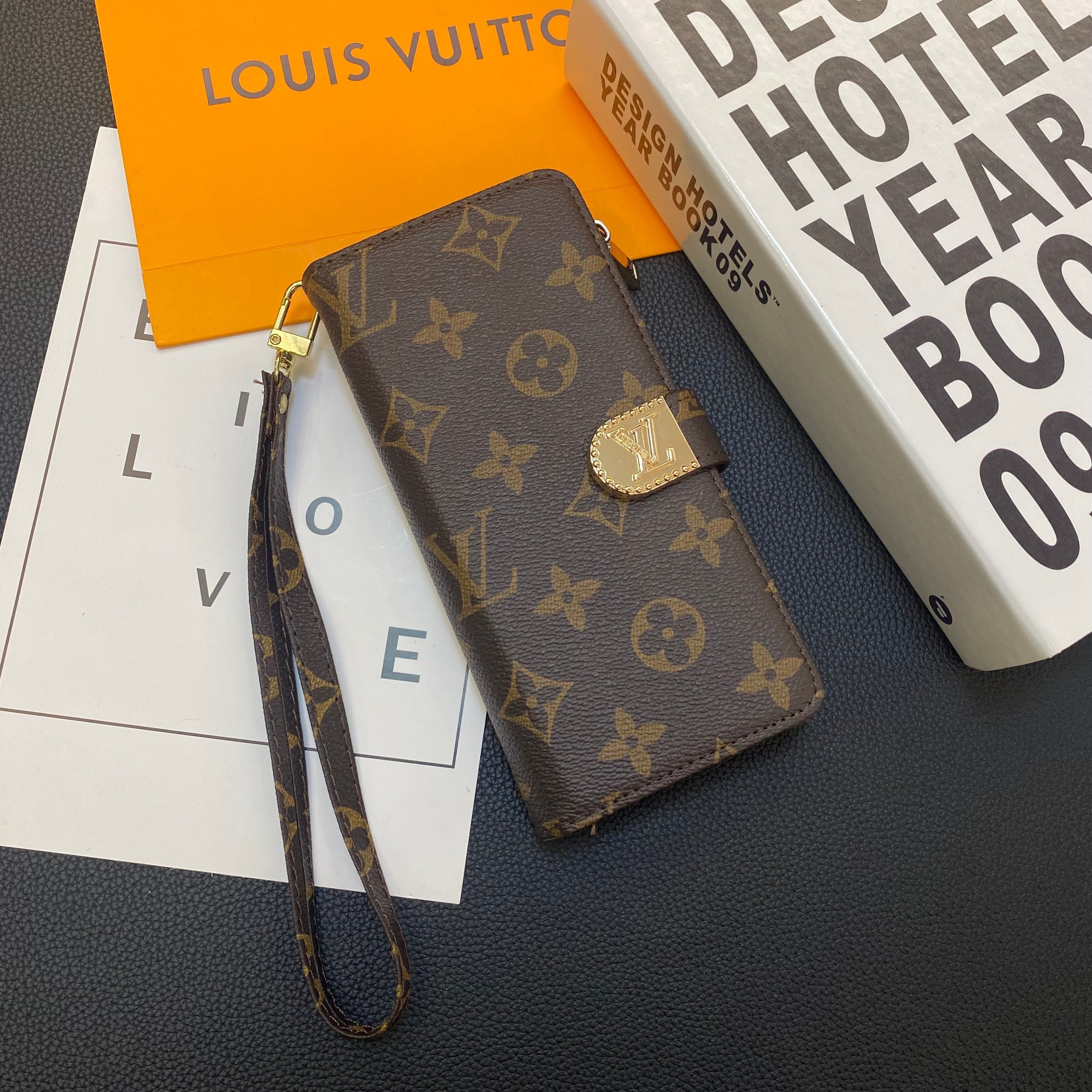 MONOGRAM CANVAS LEATHER WALLET SAMSUNG MOBILE PHONE CASE