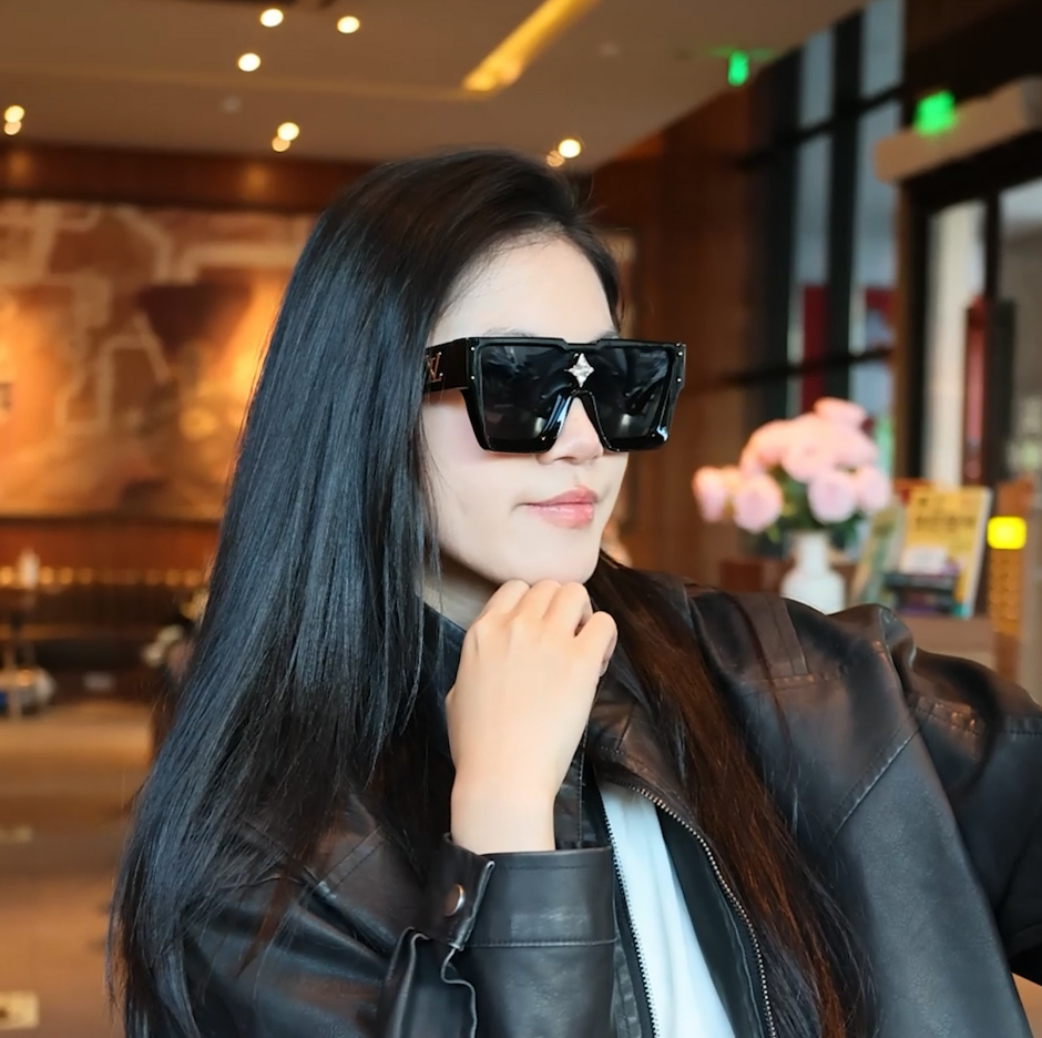 Oversized Shield Square Sunglasses with Gold-Tone Accents