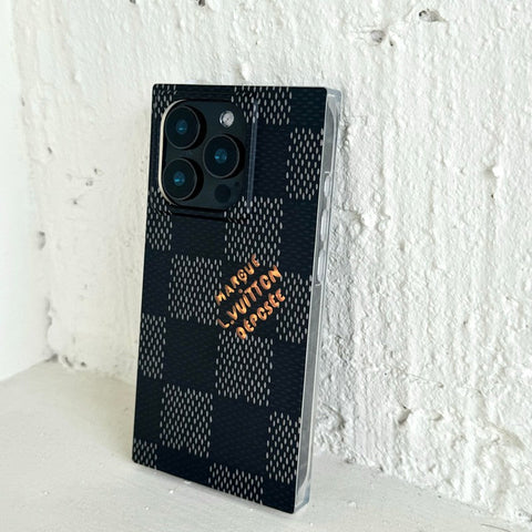 Luxuriöse quadratische iPhone-Hülle in Schwarz und Weiß