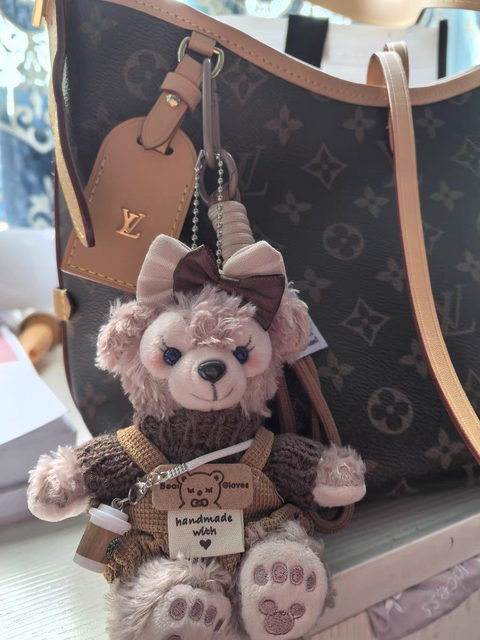 Limited Edition Sherry May Plys nøglering - Luxe Teddy Bear Taske Charm til designer håndtasker