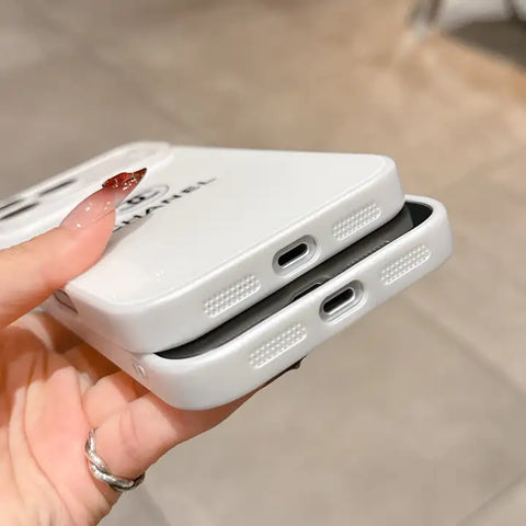 Custodia per iPhone classica e minimalista di lusso - Edizione bianca lucida