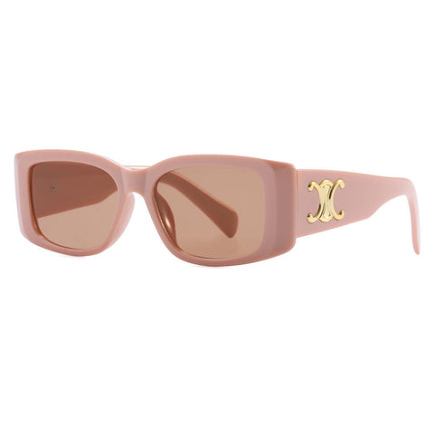 Óculos de sol retrô luxuosos com placa dourada