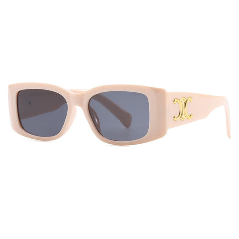 Óculos de sol retrô luxuosos com placa dourada