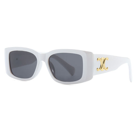 Óculos de sol retrô luxuosos com placa dourada