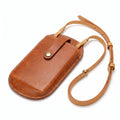 Handmade leather phone bag with shoulder strap