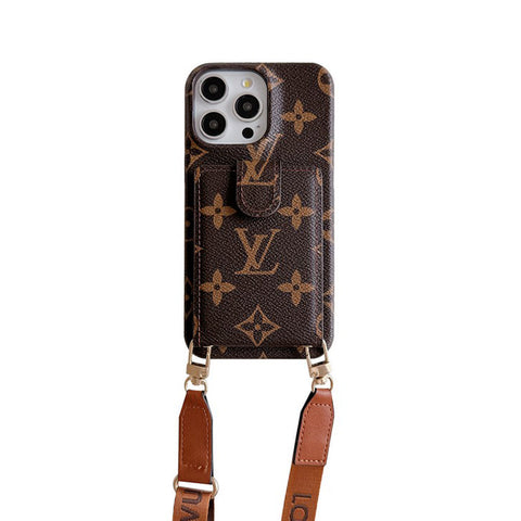 Luksusowa torba na karty z łańcuszkiem na ramię. Etui na iPhone'a