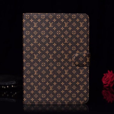 Elegante Monogramm-Leinen-Klapphülle für Apple iPad, schützende Ledertasche