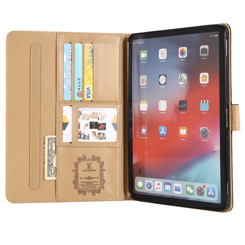 Fondina con monogramma in tela goffrata 3D Cover flip per iPad Apple con funzione di supporto