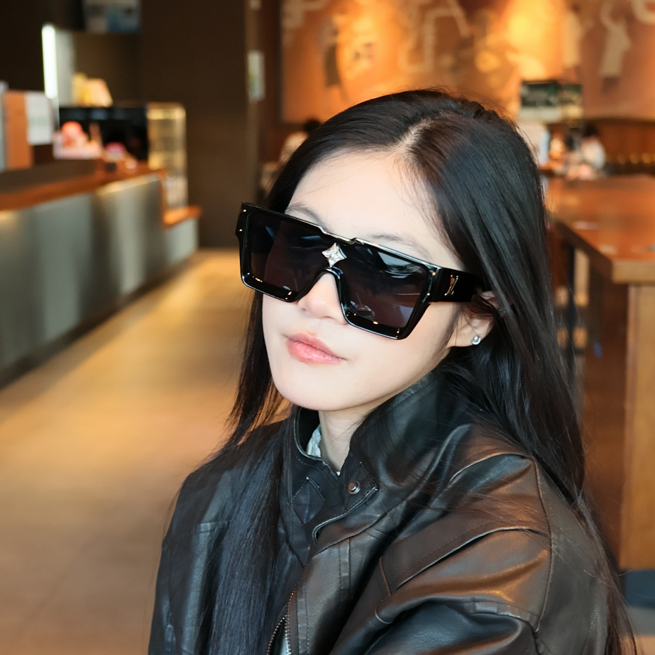 Oversized Shield Square Sunglasses with Gold-Tone Accents