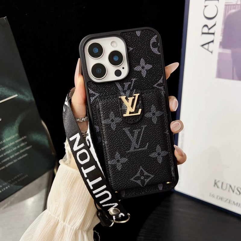 Luxuriöse iPhone-Hülle zum Umhängen in klassischer Farbe