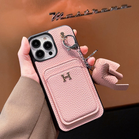 H-Kartenhalter-Leder-Anhänger-iPhone-Hülle