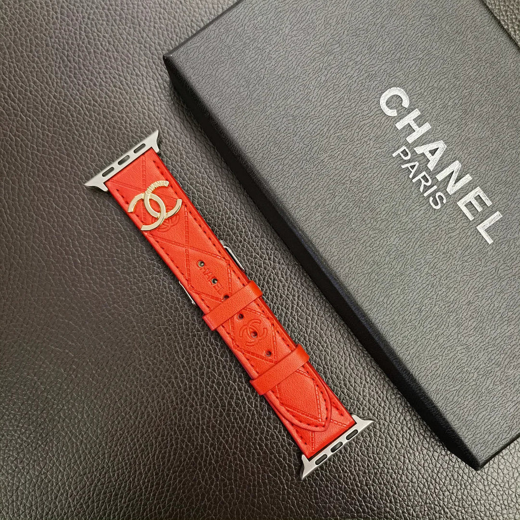 Luxusní zlatý 3D embosovaný kožený řemínek Apple Watch Monogram
