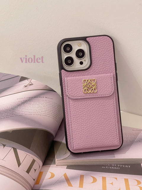 Capa luxuosa para iPhone com suporte para cartão preto-QBK240603
