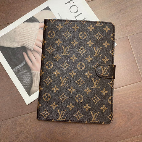 Luxusní Canvas Monogram Kůže Fresh Summer Theme Pattern Pouzdro Apple iPad Black