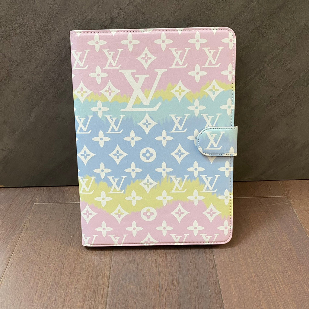 Luxusní Canvas Monogram Kůže Fresh Summer Theme Pattern Pouzdro Apple iPad Black