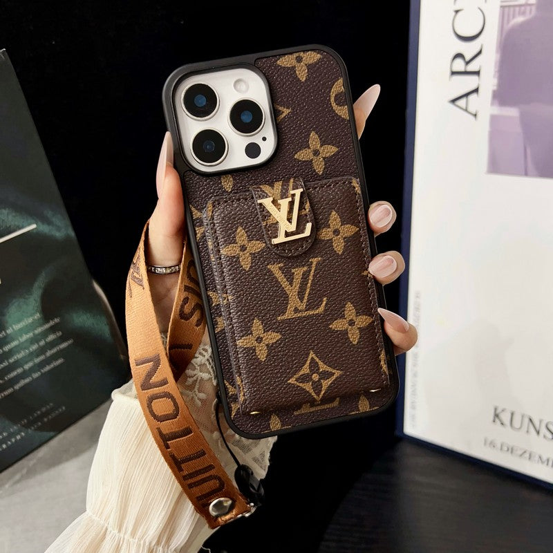 Luxuriöse iPhone-Hülle zum Umhängen in klassischer Farbe