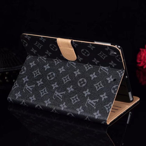 Elegante Monogramm-Leinen-Klapphülle für Apple iPad, schützende Ledertasche