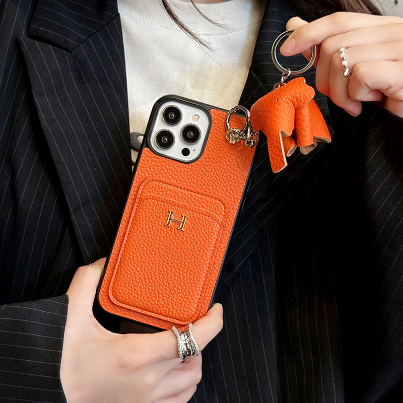 H-Kartenhalter-Leder-Anhänger-iPhone-Hülle