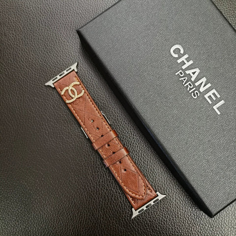 Luxusní zlatý 3D embosovaný kožený řemínek Apple Watch Monogram