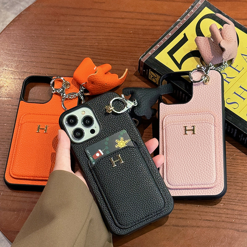 H-Kartenhalter-Leder-Anhänger-iPhone-Hülle