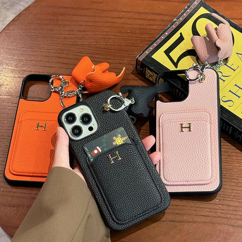 H-Kartenhalter-Leder-Anhänger-iPhone-Hülle