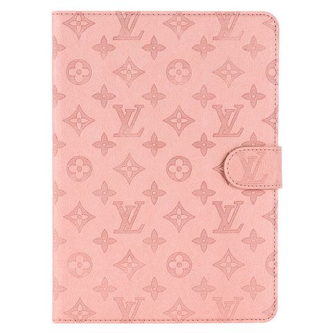 Fondina con monogramma in tela goffrata 3D Cover flip per iPad Apple con funzione di supporto